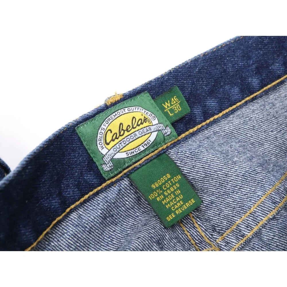 Vtg Cabelas Work Jeans‎ 46x30 Heavyweight Vtg Green Tag